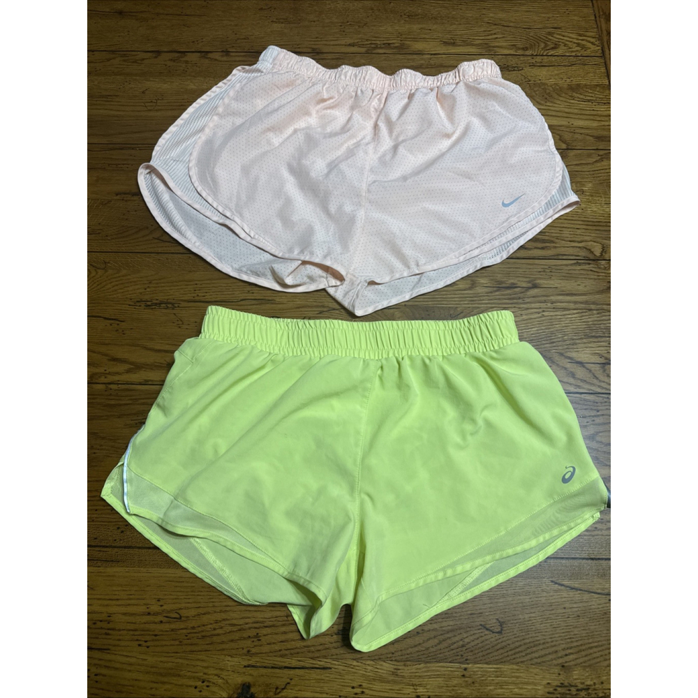 Women’s Mixed Lot Running Shorts Nike /Asics White Cropped, Tan Shorts Bundle